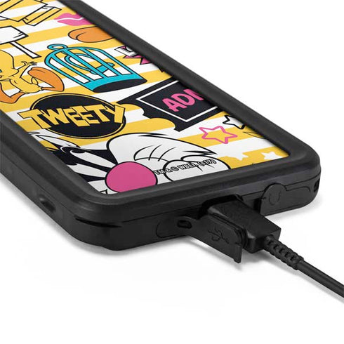 Looney Tunes Tweety and Sylvester Striped Patches Galaxy S20 Waterproof Case