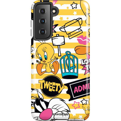Looney Tunes Tweety and Sylvester Striped Patches Galaxy S21 5G Pro Case