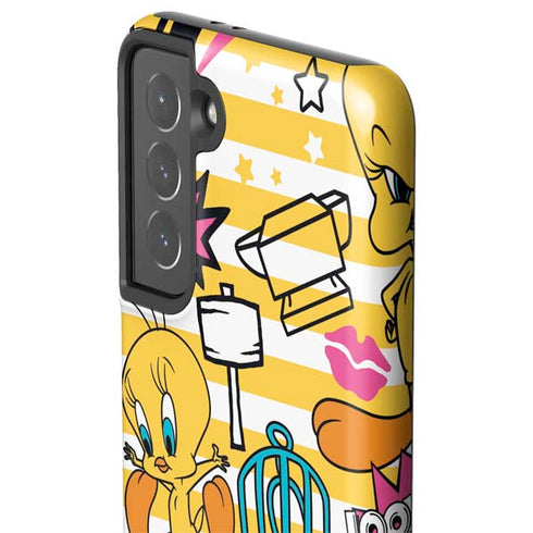 Looney Tunes Tweety and Sylvester Striped Patches Galaxy S21 5G Pro Case