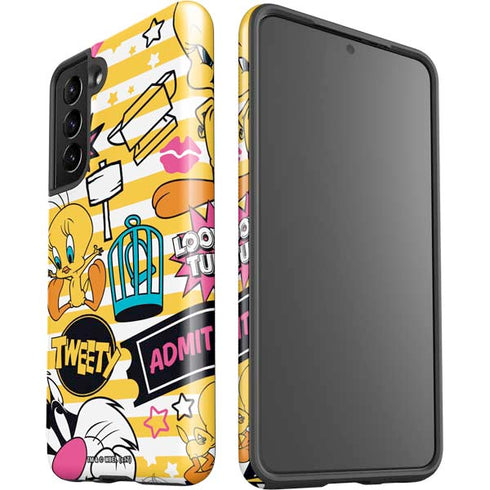 Looney Tunes Tweety and Sylvester Striped Patches Galaxy S21 5G Pro Case