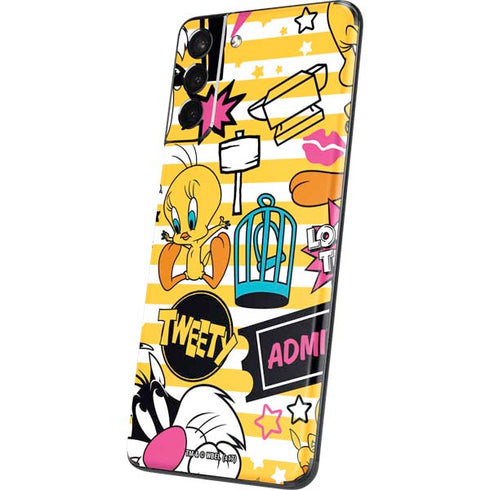 Looney Tunes Tweety and Sylvester Striped Patches Galaxy S21 5G Skin