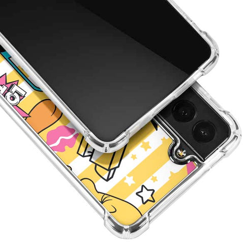 Looney Tunes Tweety and Sylvester Striped Patches Galaxy S21 FE Clear Case