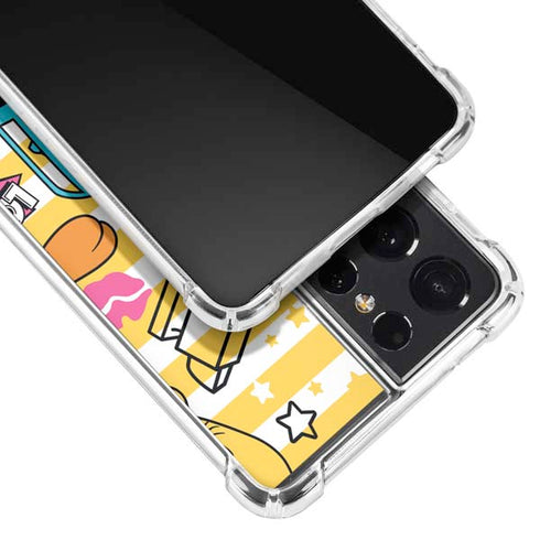 Looney Tunes Tweety and Sylvester Striped Patches Galaxy S21 Ultra 5G Clear Case