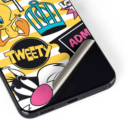Looney Tunes Tweety and Sylvester Striped Patches Galaxy S22 Plus Skin