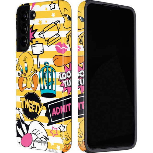 Looney Tunes Tweety and Sylvester Striped Patches Galaxy S22 Pro Case