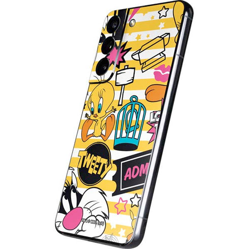 Looney Tunes Tweety and Sylvester Striped Patches Galaxy S22 Skin