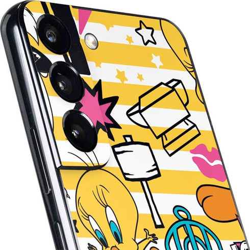 Looney Tunes Tweety and Sylvester Striped Patches Galaxy S22 Skin