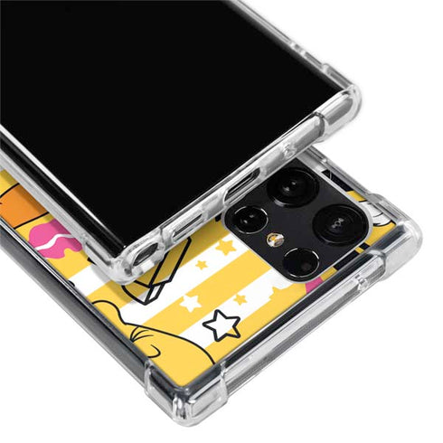 Looney Tunes Tweety and Sylvester Striped Patches Galaxy S22 Ultra Clear Case