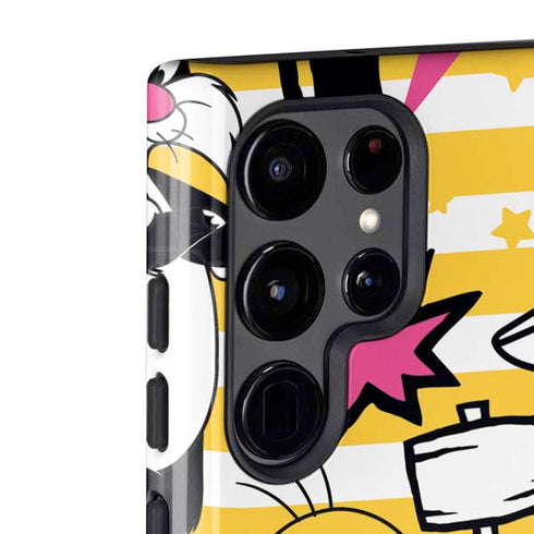 Looney Tunes Tweety and Sylvester Striped Patches Galaxy S22 Ultra Pro Case