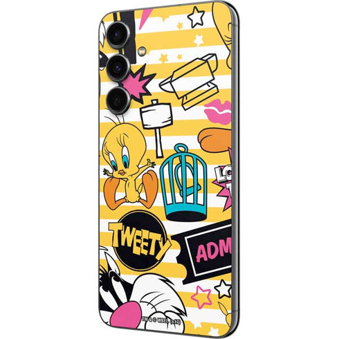 Looney Tunes Tweety and Sylvester Striped Patches Galaxy S23 FE Skin