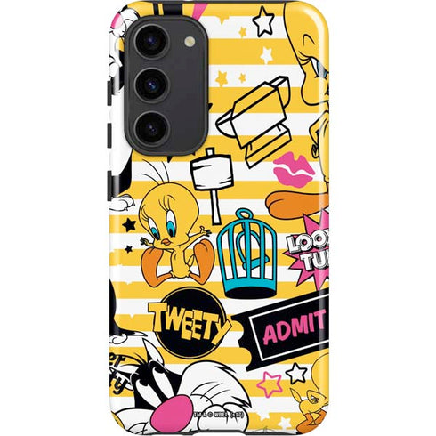 Looney Tunes Tweety and Sylvester Striped Patches Galaxy S23 Plus Pro Case