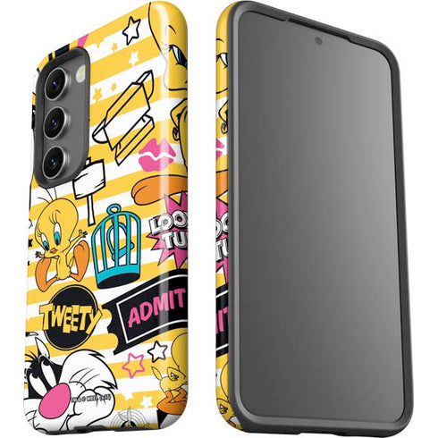 Looney Tunes Tweety and Sylvester Striped Patches Galaxy S23 Pro Case