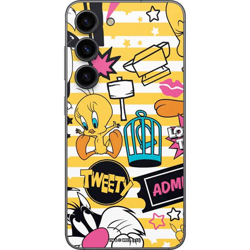 Looney Tunes Tweety and Sylvester Striped Patches Galaxy S23 Skin