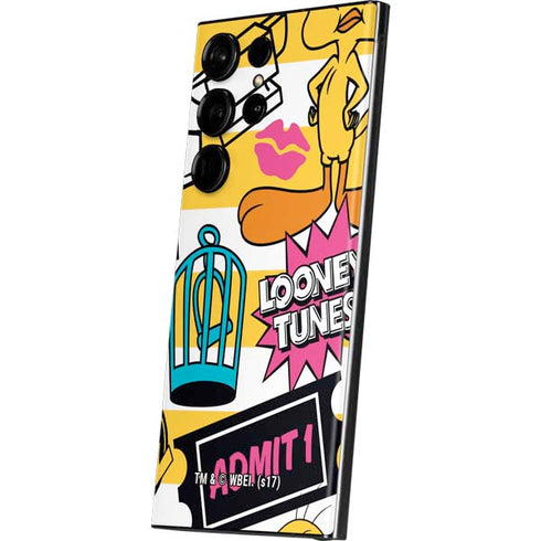 Looney Tunes Tweety and Sylvester Striped Patches Galaxy S23 Ultra Skin