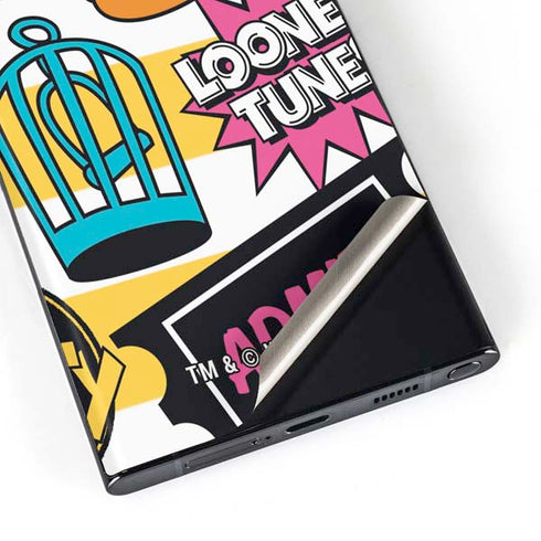 Looney Tunes Tweety and Sylvester Striped Patches Galaxy S23 Ultra Skin