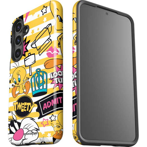 Looney Tunes Tweety and Sylvester Striped Patches Galaxy S24 Plus Impact Case