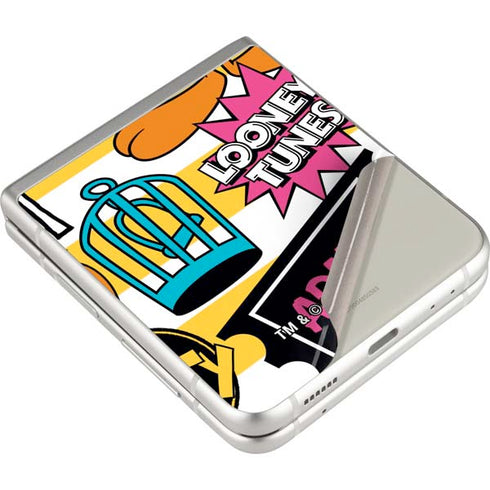 Looney Tunes Tweety and Sylvester Striped Patches Galaxy Z Flip3 5G Skin