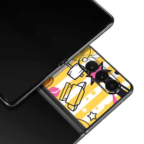 Looney Tunes Tweety and Sylvester Striped Patches Galaxy Z Fold3 5G Skin