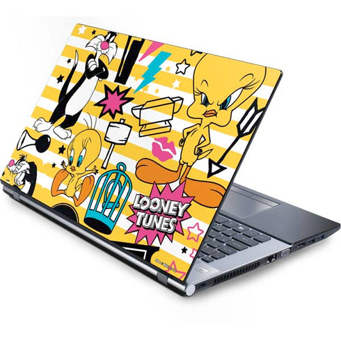 Looney Tunes Tweety and Sylvester Striped Patches Generic Laptop Skin