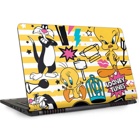 Looney Tunes Tweety and Sylvester Striped Patches Dell Inspiron Skin
