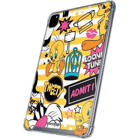Looney Tunes Tweety and Sylvester Striped Patches iPad Pro 12.9in (2020) Clear Case