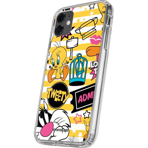 Looney Tunes Tweety and Sylvester Striped Patches iPhone 11 Clear Case