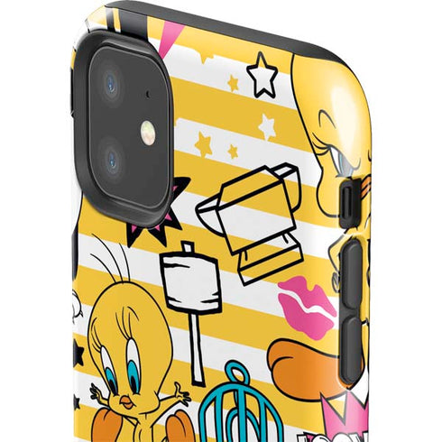 Looney Tunes Tweety and Sylvester Striped Patches iPhone 11 Impact Case