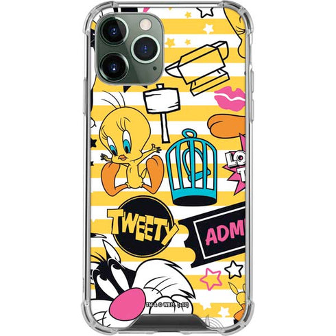 Looney Tunes Tweety and Sylvester Striped Patches iPhone 11 Pro Max Clear Case