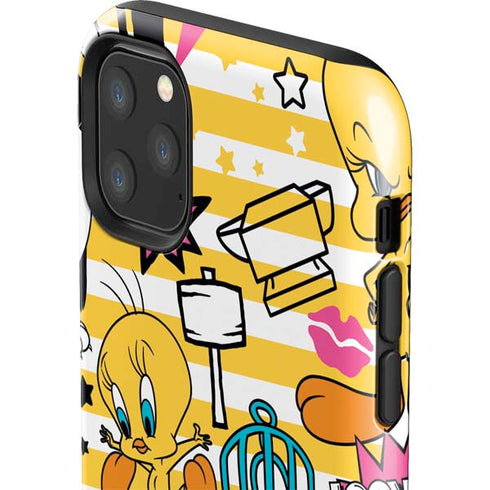 Looney Tunes Tweety and Sylvester Striped Patches iPhone 11 Pro Max Impact Case