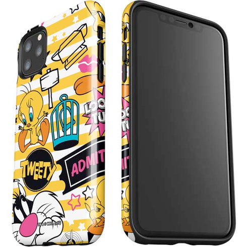 Looney Tunes Tweety and Sylvester Striped Patches iPhone 11 Pro Max Impact Case