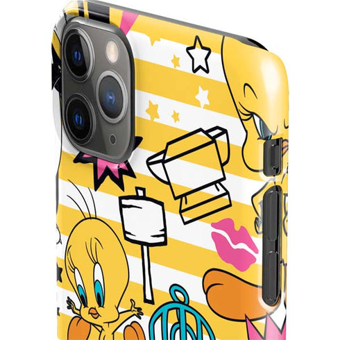 Looney Tunes Tweety and Sylvester Striped Patches iPhone 11 Pro Max Lite Case