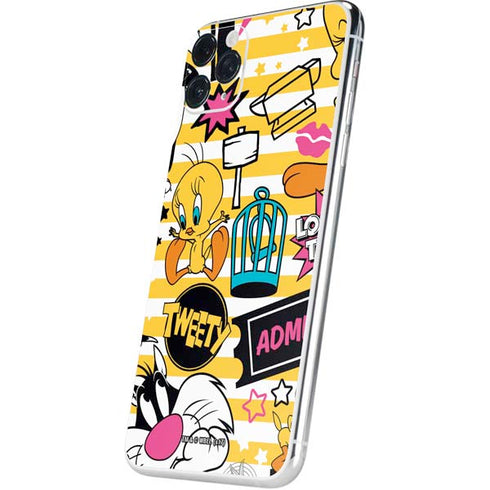Looney Tunes Tweety and Sylvester Striped Patches iPhone 11 Pro Max Skin