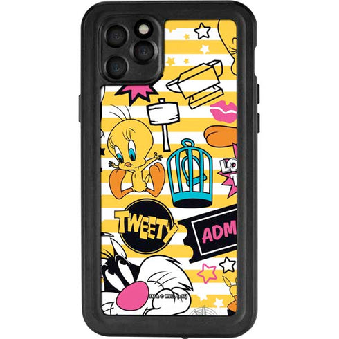 Looney Tunes Tweety and Sylvester Striped Patches iPhone 11 Pro Max Waterproof Case