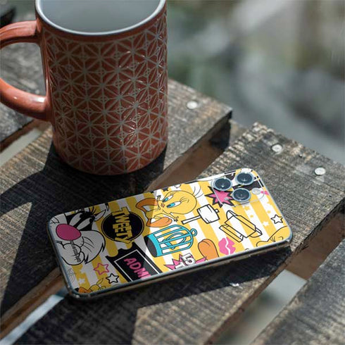 Looney Tunes Tweety and Sylvester Striped Patches iPhone 11 Pro Skin