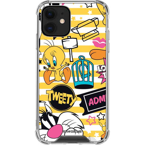 Looney Tunes Tweety and Sylvester Striped Patches iPhone 12 Clear Case