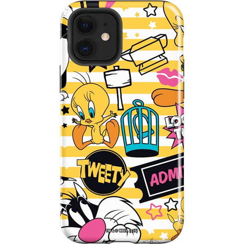 Looney Tunes Tweety and Sylvester Striped Patches iPhone 12 Impact Case