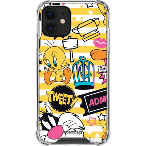 Looney Tunes Tweety and Sylvester Striped Patches iPhone 12 Mini Clear Case