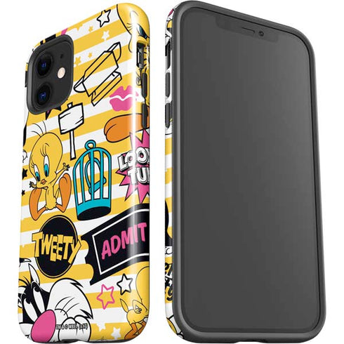 Looney Tunes Tweety and Sylvester Striped Patches iPhone 12 Mini Impact Case