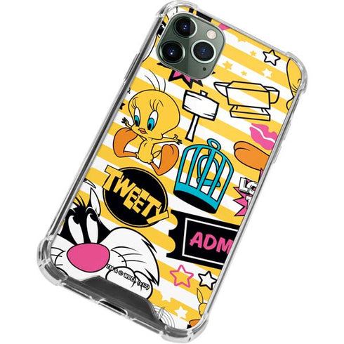 Looney Tunes Tweety and Sylvester Striped Patches iPhone 12 Pro Clear Case