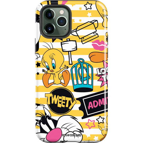 Looney Tunes Tweety and Sylvester Striped Patches iPhone 12 Pro Impact Case