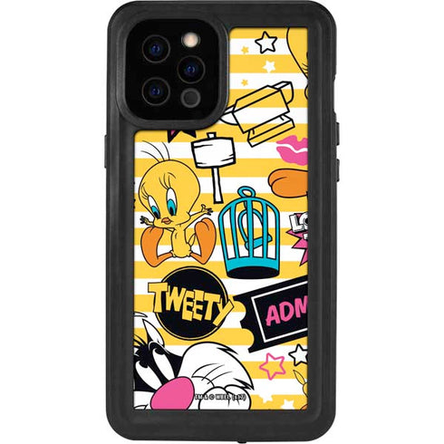 Looney Tunes Tweety and Sylvester Striped Patches iPhone 12 Pro Max Waterproof Case