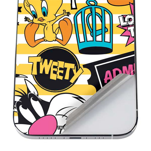 Looney Tunes Tweety and Sylvester Striped Patches iPhone 12 Pro Skin