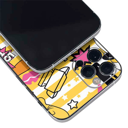 Looney Tunes Tweety and Sylvester Striped Patches iPhone 12 Pro Skin