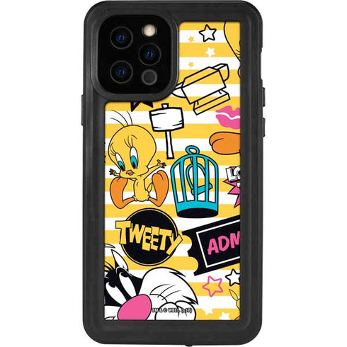 Looney Tunes Tweety and Sylvester Striped Patches iPhone 12 Pro Waterproof Case