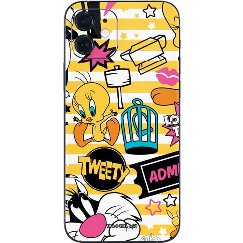 Looney Tunes Tweety and Sylvester Striped Patches iPhone 12 Skin