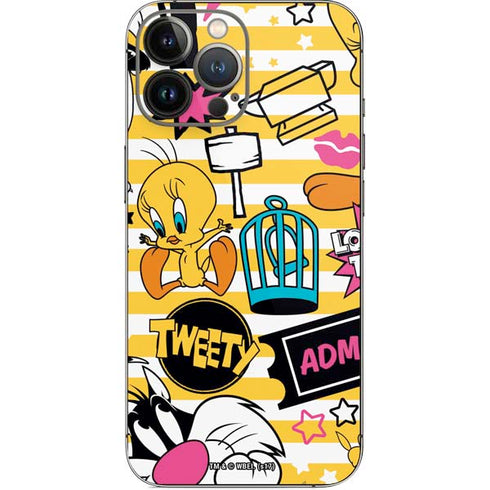 Looney Tunes Tweety and Sylvester Striped Patches iPhone 14 Pro Max Skin