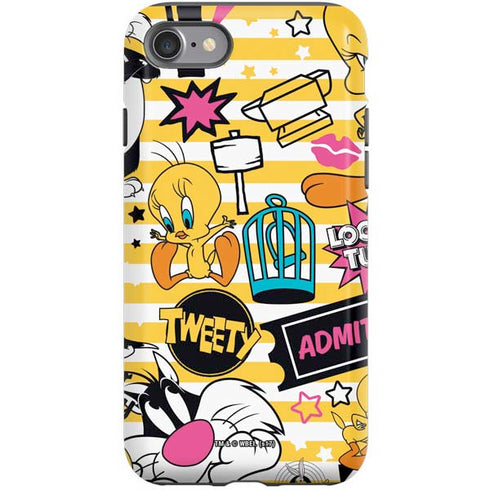 Looney Tunes Tweety and Sylvester Striped Patches iPhone SE (2nd & 3rd Gen) Pro Case