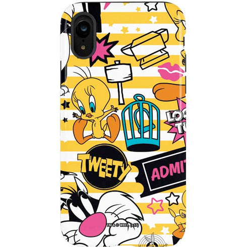 Looney Tunes Tweety and Sylvester Striped Patches iPhone XR Pro Case