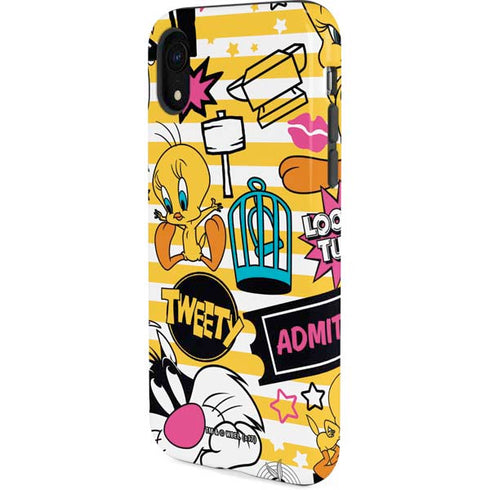 Looney Tunes Tweety and Sylvester Striped Patches iPhone XR Pro Case