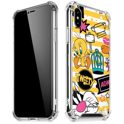 Looney Tunes Tweety and Sylvester Striped Patches iPhone XS Max Clear Case